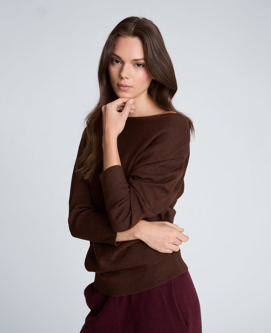 Kenneth Cole - Asymmetrical Drape Neck Jersey Body Sweater WOMENS SWEATER for Women 
