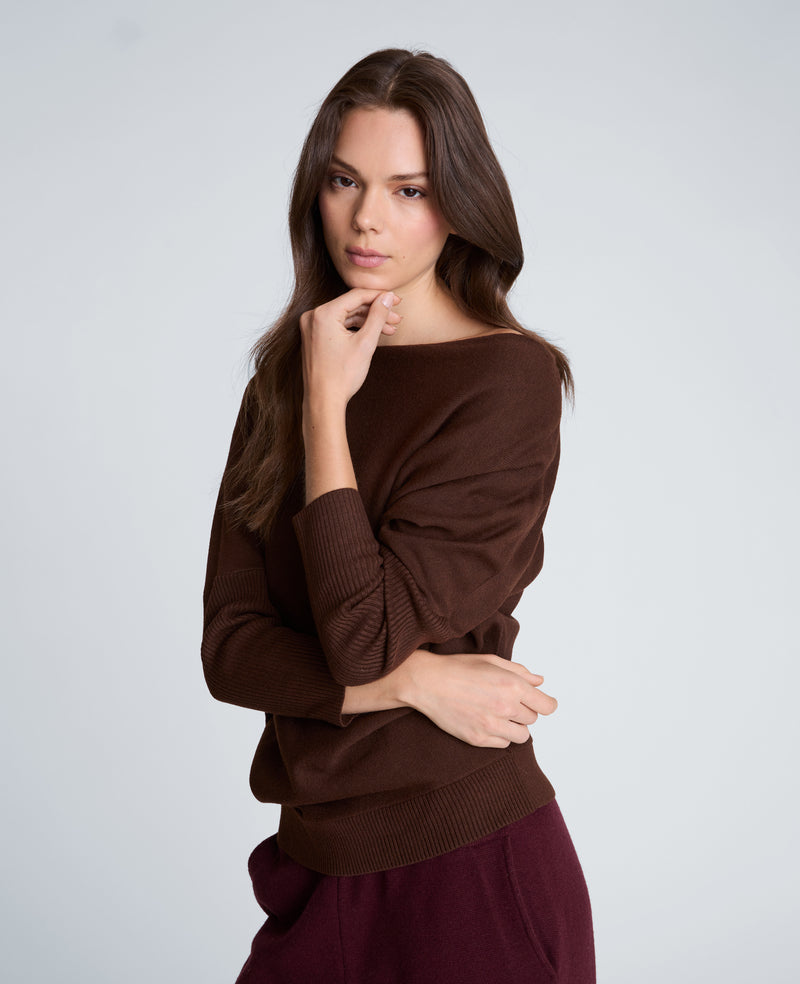 Kenneth Cole - Asymmetrical Drape Neck Jersey Body Sweater WOMENS SWEATER for Women