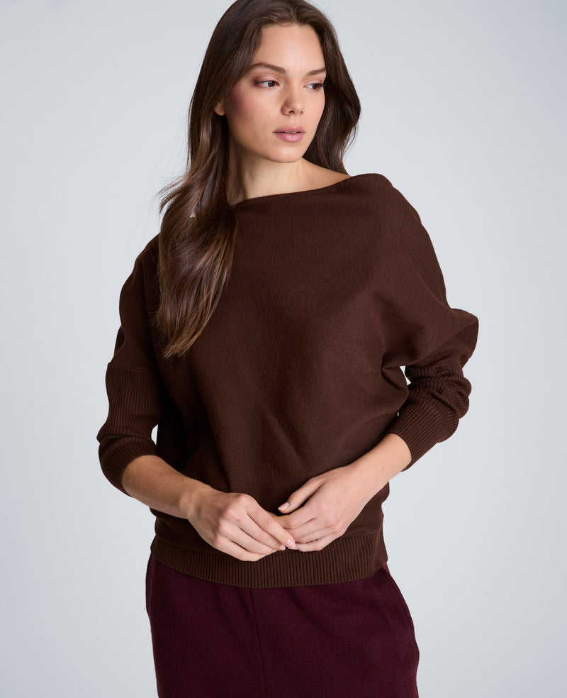 Kenneth Cole - Asymmetrical Drape Neck Jersey Body Sweater WOMENS SWEATER for Women
