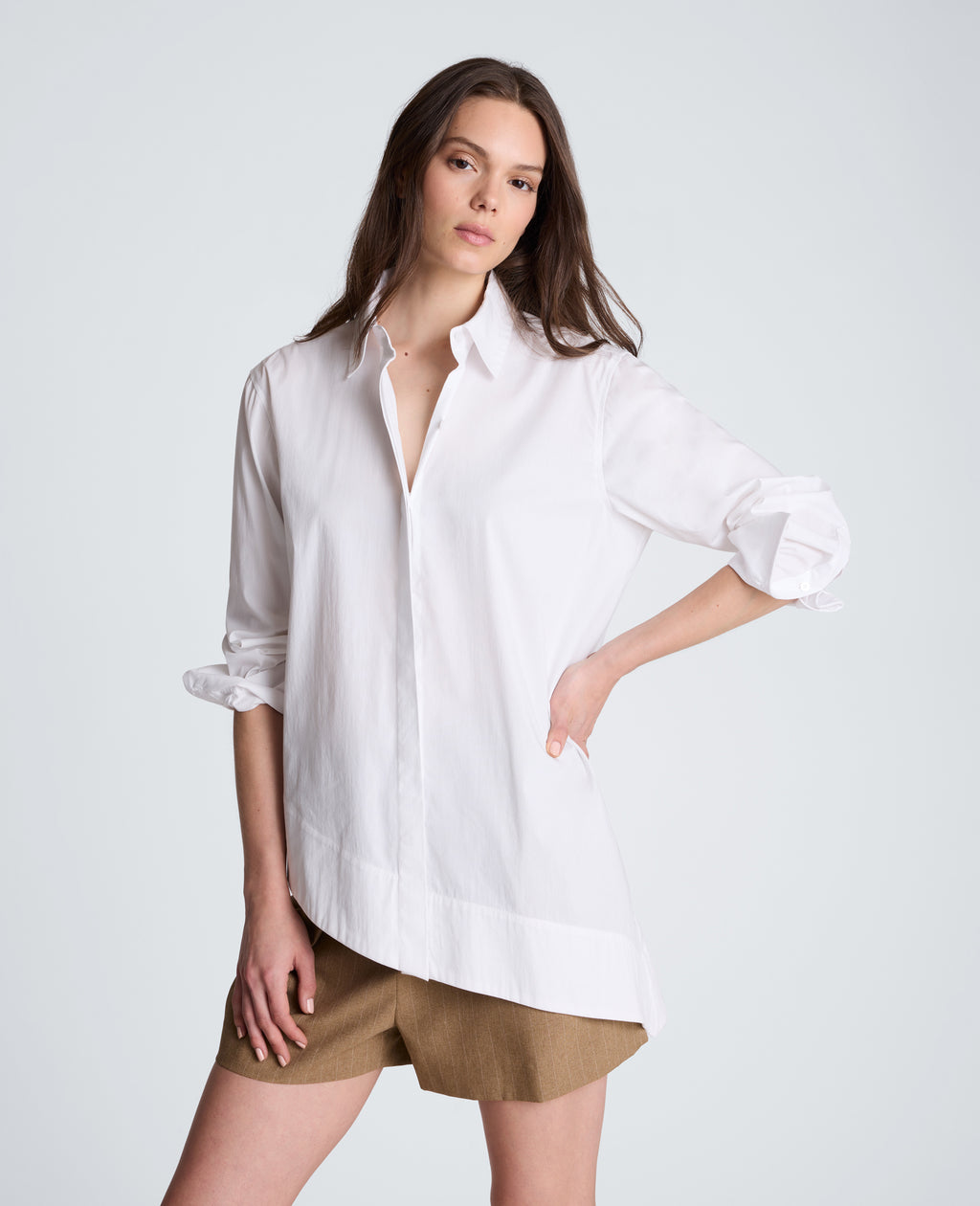 Kenneth Cole - Asymmetric Hem Poplin Shirt WOMENS SHIRTS for Women 