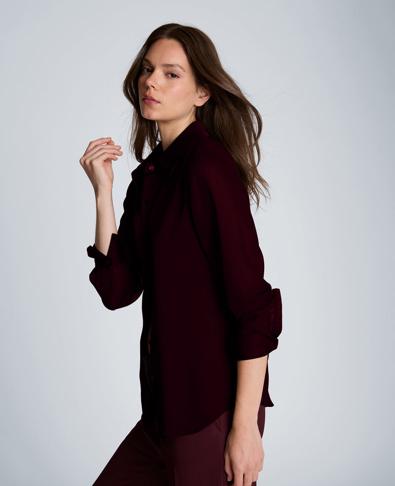 Kenneth Cole - Long Sleeve Button Front Shirt with Sheer Yoke & Sleeves WOMENS TOPS for Women