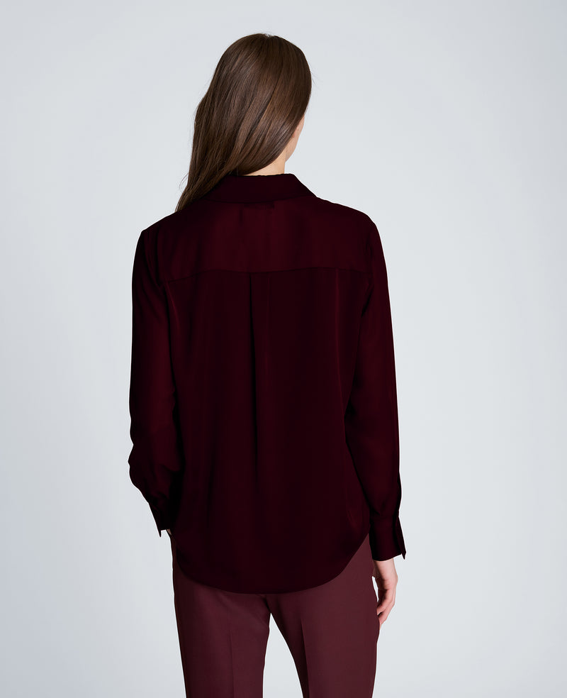 Kenneth Cole - Long Sleeve Button Front Shirt with Sheer Yoke & Sleeves WOMENS TOPS for Women