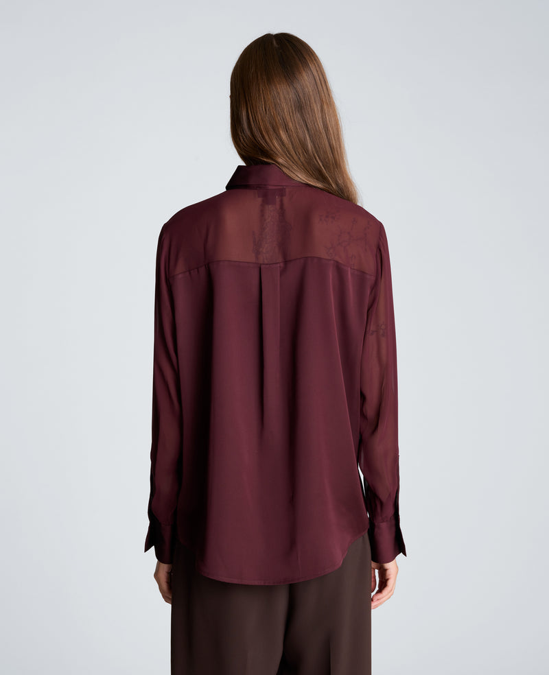 Kenneth Cole - Long Sleeve Button Front Shirt with Sheer Yoke & Sleeves WOMENS TOPS for Women