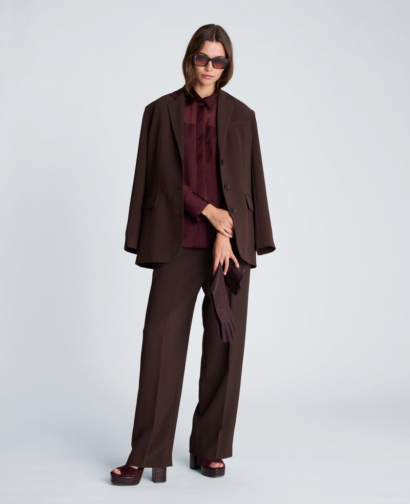 Kenneth Cole - Long Sleeve Button Front Shirt with Sheer Yoke & Sleeves WOMENS TOPS for Women