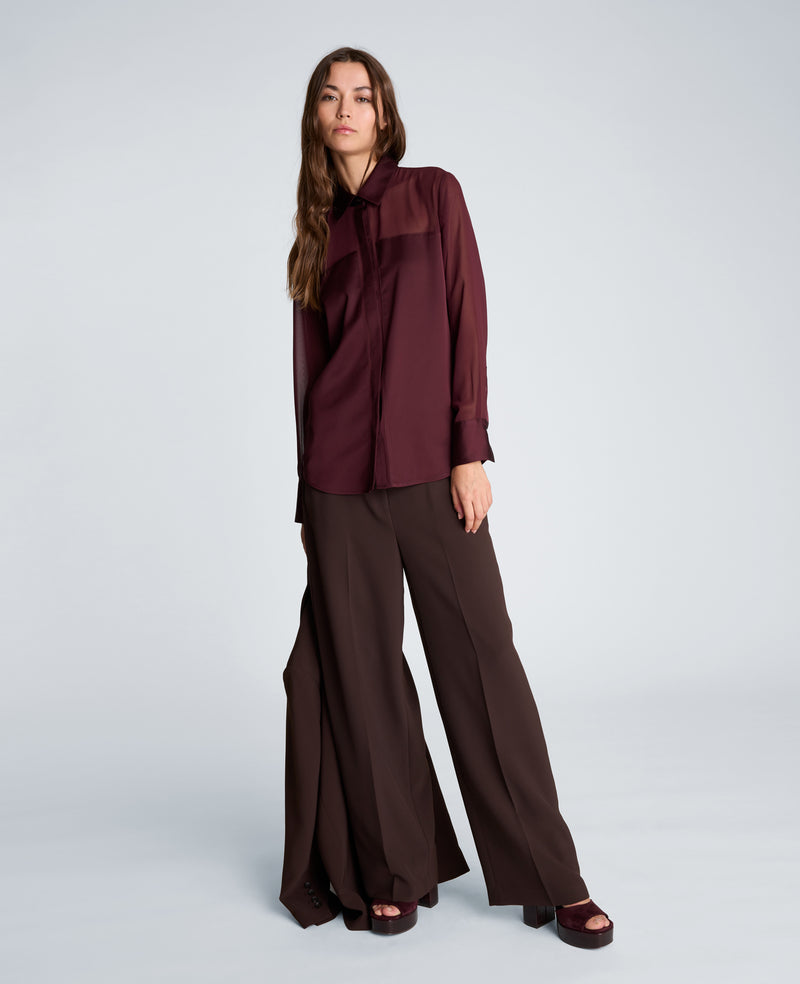 Kenneth Cole - Long Sleeve Button Front Shirt with Sheer Yoke & Sleeves WOMENS TOPS for Women