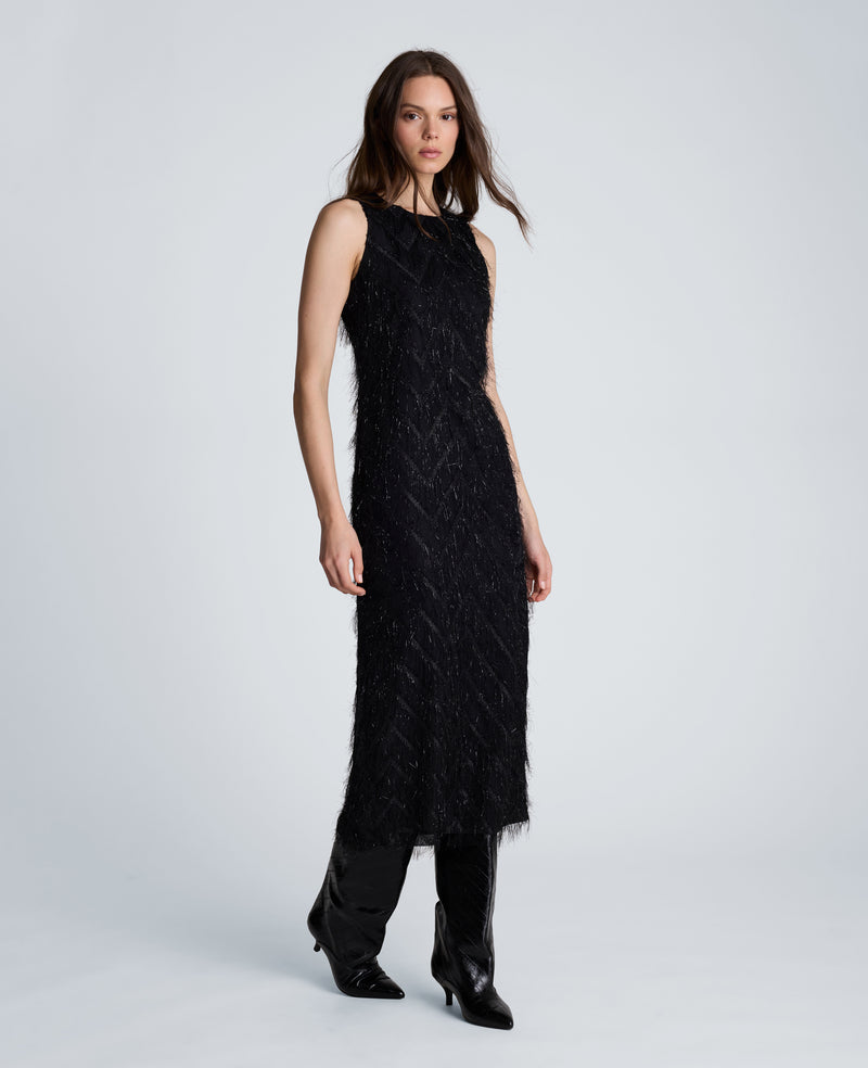Kenneth Cole - Fringed Organza Midi Sheath Dress WOMENS DRESS for Women