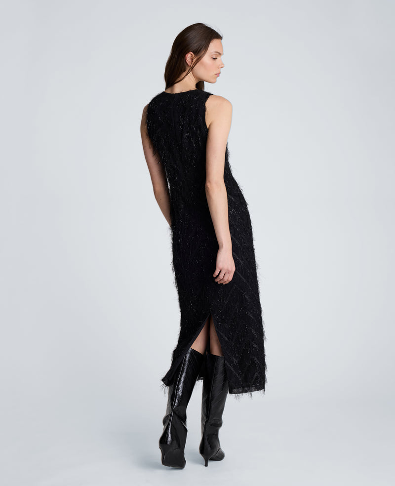 Kenneth Cole - Fringed Organza Midi Sheath Dress WOMENS DRESS for Women