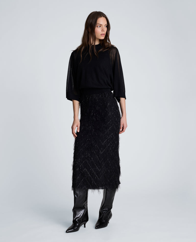 Kenneth Cole - Fringed Organza Midi Sheath Dress WOMENS DRESS for Women
