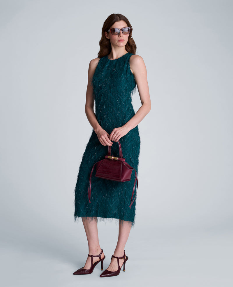 Kenneth Cole - Fringed Organza Midi Sheath Dress WOMENS DRESS for Women