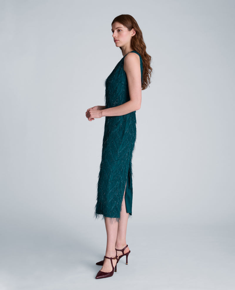 Kenneth Cole - Fringed Organza Midi Sheath Dress WOMENS DRESS for Women