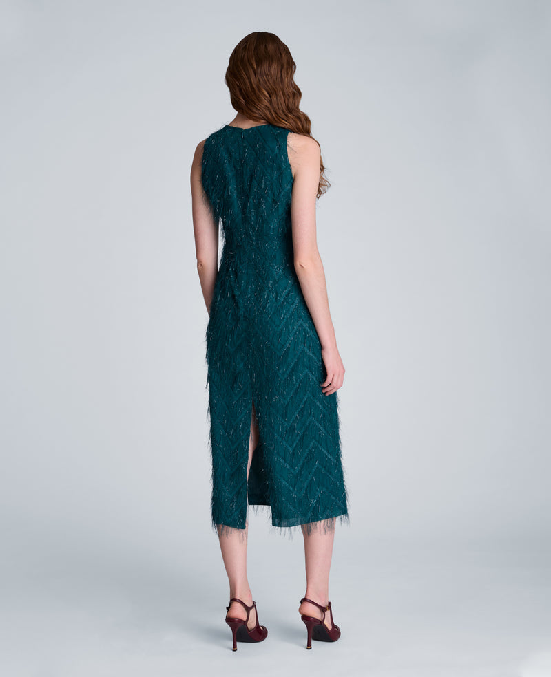 Kenneth Cole - Fringed Organza Midi Sheath Dress WOMENS DRESS for Women