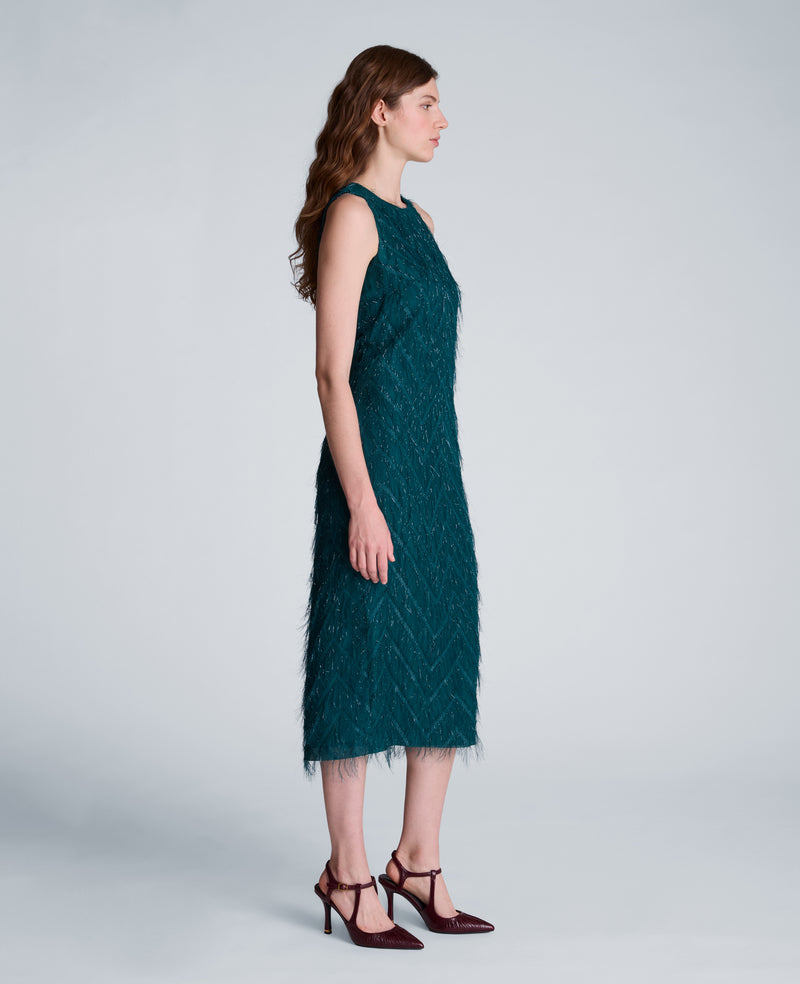 Kenneth Cole - Fringed Organza Midi Sheath Dress WOMENS DRESS for Women