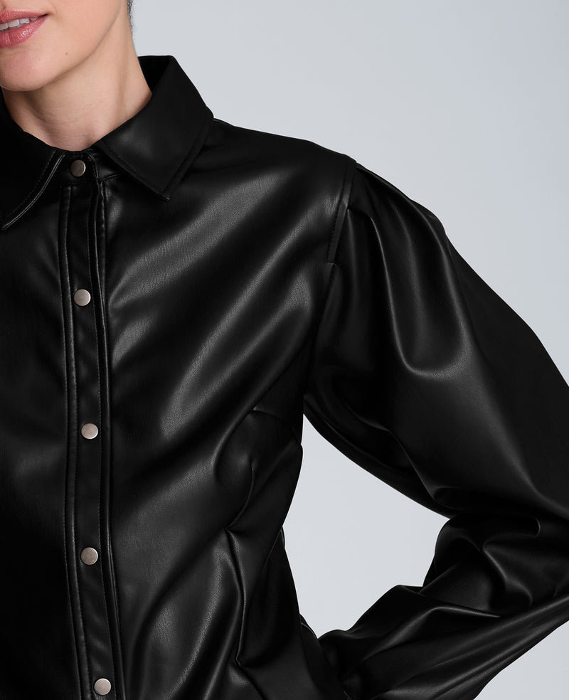 Kenneth Cole - Snap Front Pleated Long Sleeve Fitted Shirt WOMENS TOPS for Women