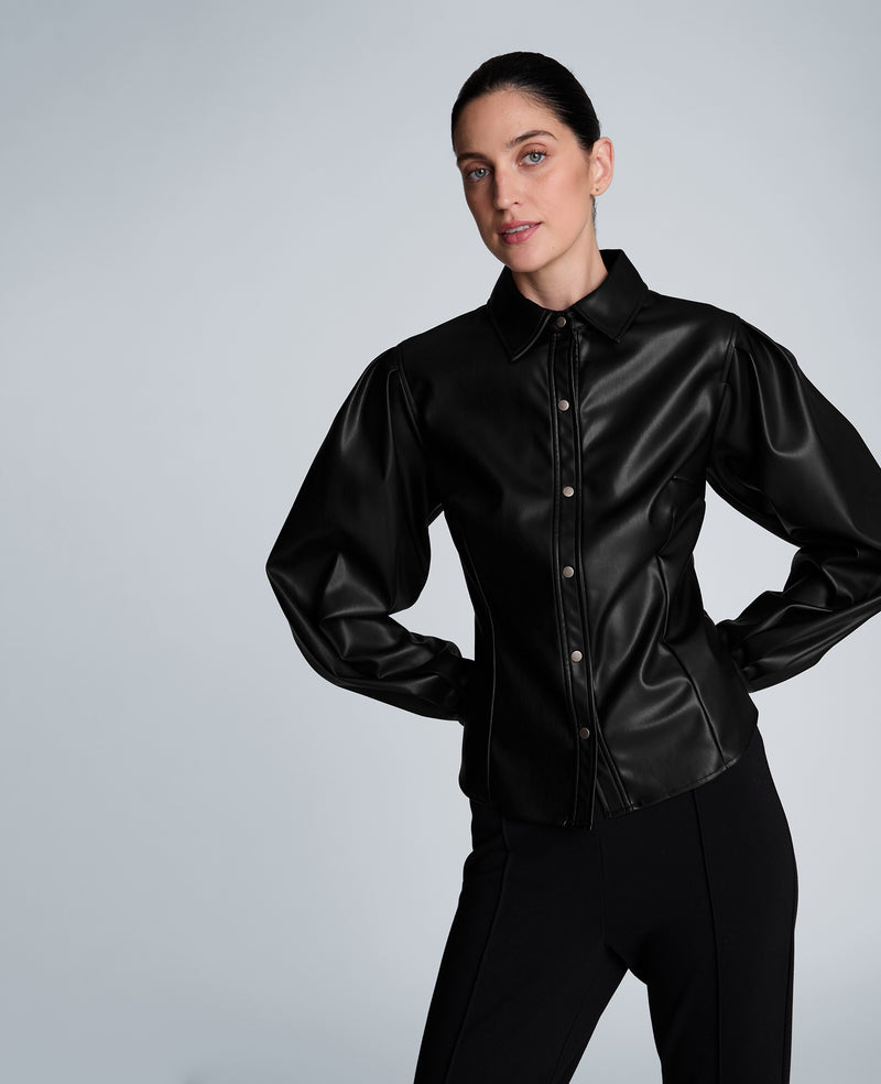 Kenneth Cole - Snap Front Pleated Long Sleeve Fitted Shirt WOMENS TOPS for Women