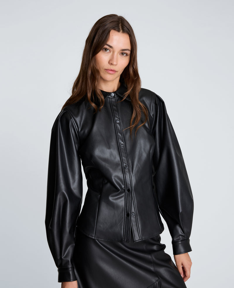 Kenneth Cole - Snap Front Pleated Long Sleeve Fitted Shirt WOMENS TOPS for Women