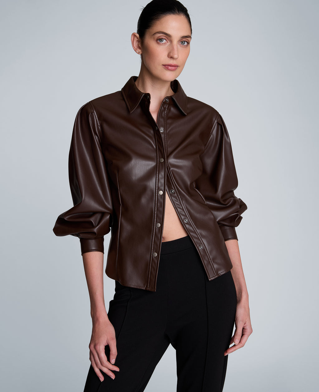 Kenneth Cole - Snap Front Pleated Long Sleeve Fitted Shirt WOMENS TOPS for Women 