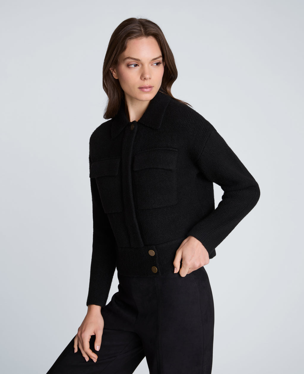 Kenneth Cole - Long Sleeve Utility Collar Jacket WOMENS SWEATER for Women 