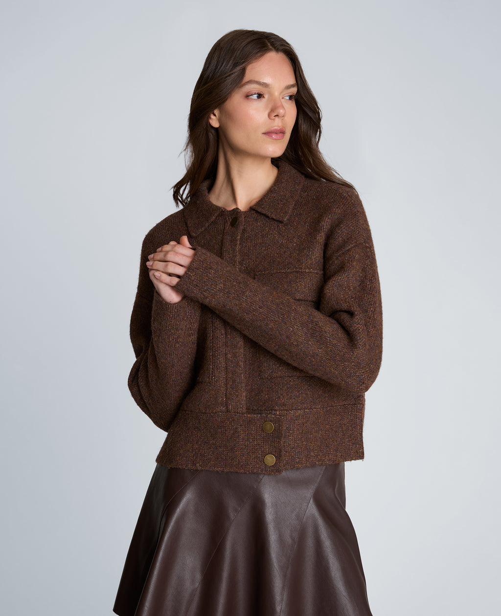 Kenneth Cole - Long Sleeve Utility Collar Jacket WOMENS SWEATER for Women 