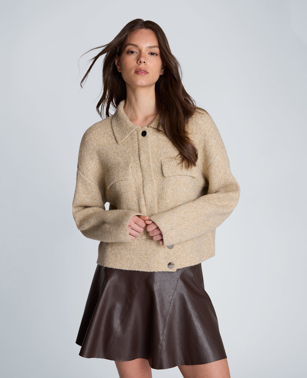 Kenneth Cole - Long Sleeve Utility Collar Jacket WOMENS SWEATER for Women 