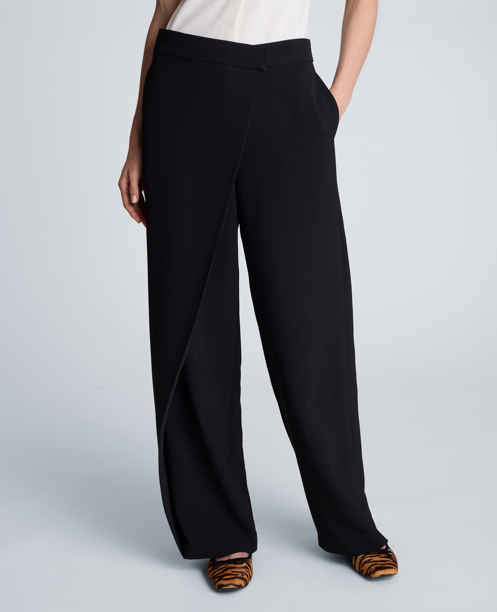 Kenneth Cole - Fly Front Wide Leg Asymmetrical Crossover Pant WOMENS PANTS for Women 