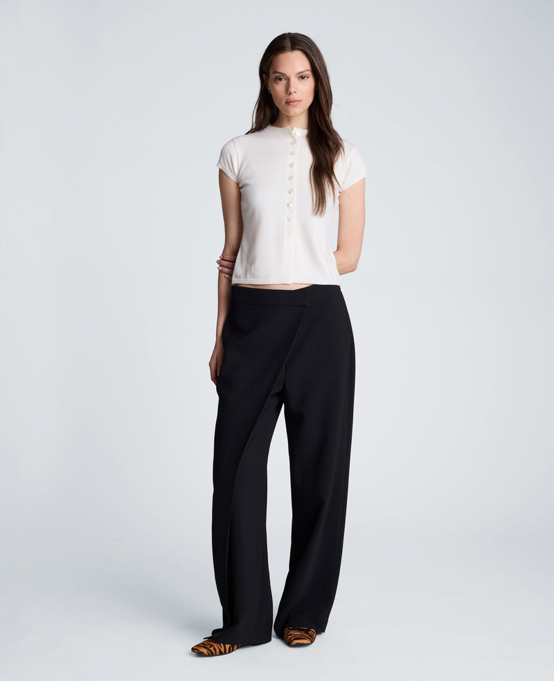 Kenneth Cole - Fly Front Wide Leg Asymmetrical Crossover Pant WOMENS PANTS for Women