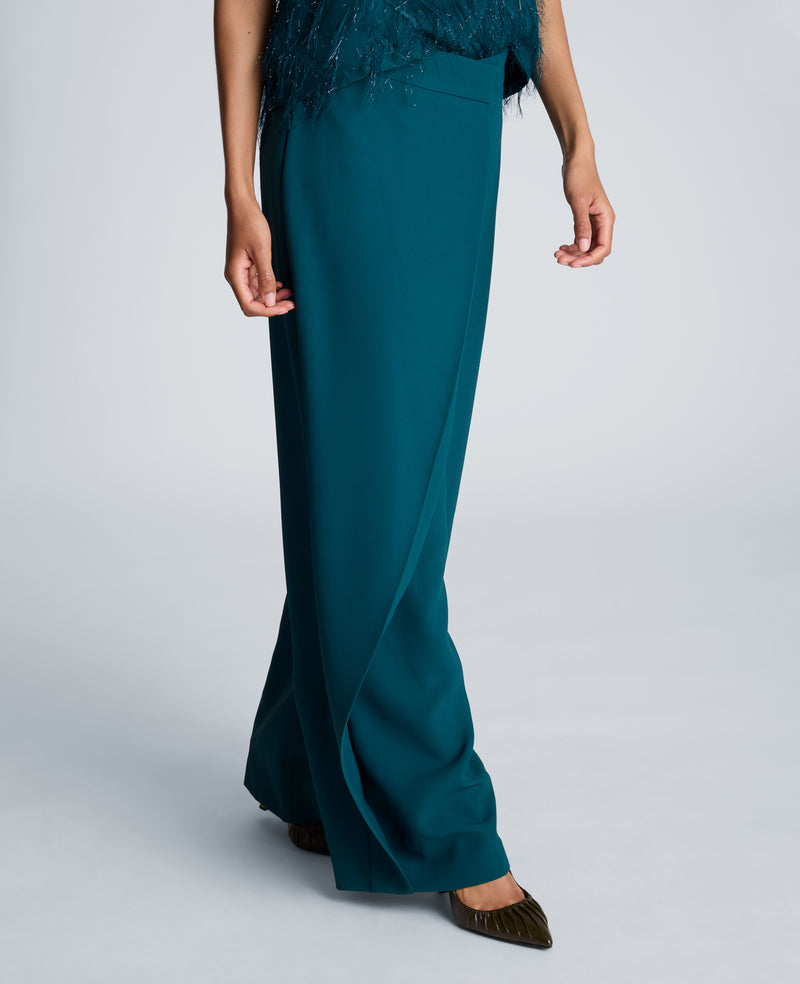 Kenneth Cole - Fly Front Wide Leg Asymmetrical Crossover Pant WOMENS PANTS for Women