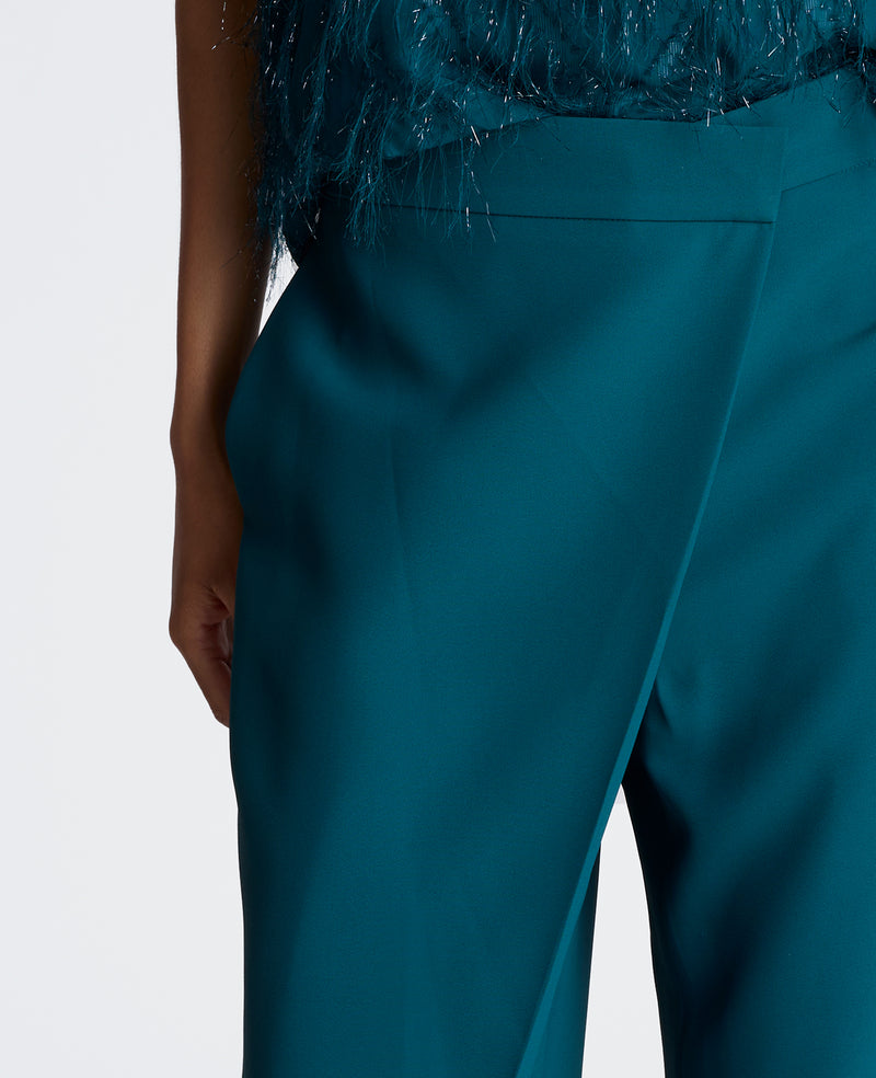 Kenneth Cole - Fly Front Wide Leg Asymmetrical Crossover Pant WOMENS PANTS for Women