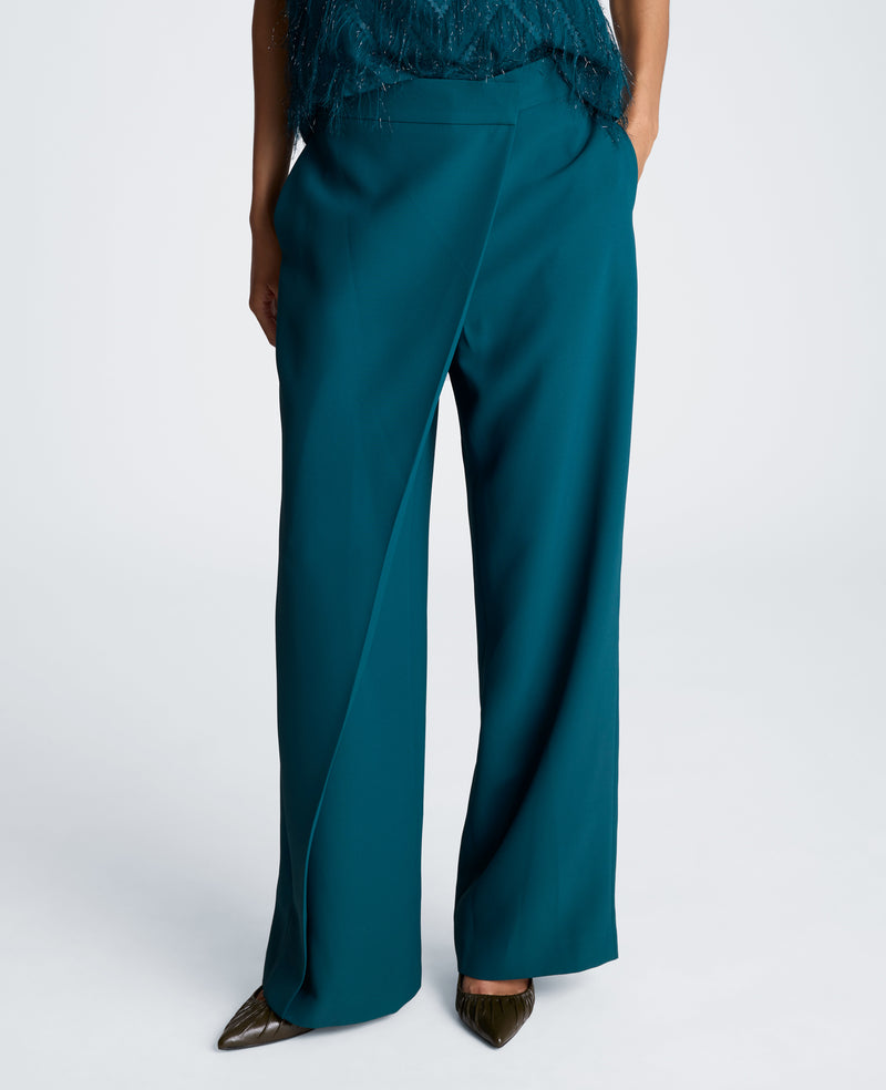 Kenneth Cole - Fly Front Wide Leg Asymmetrical Crossover Pant WOMENS PANTS for Women