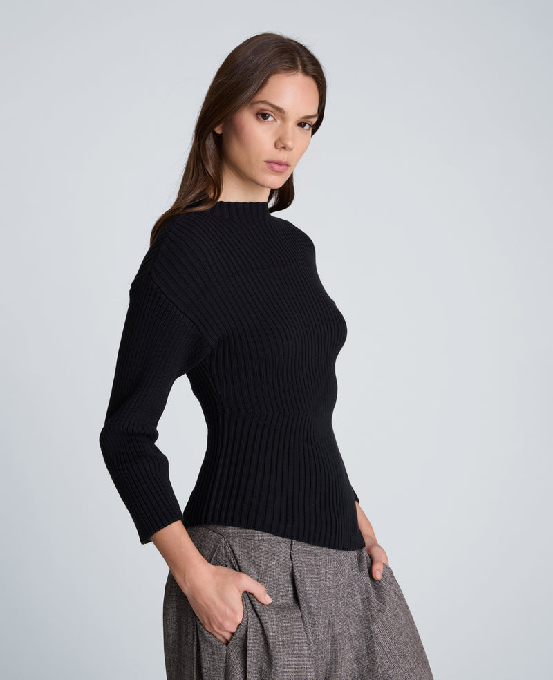 Kenneth Cole - Long Sleeve Asymmetrical Rib Mock Neck Sweater WOMENS SWEATER for Women