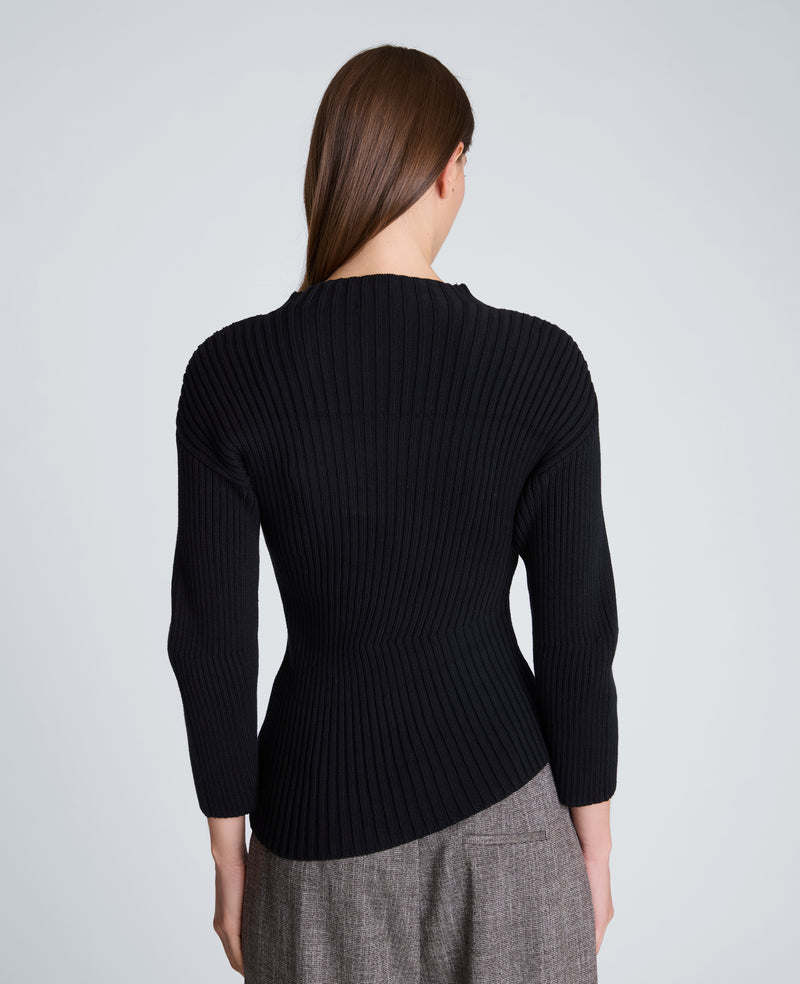 Kenneth Cole - Long Sleeve Asymmetrical Rib Mock Neck Sweater WOMENS SWEATER for Women