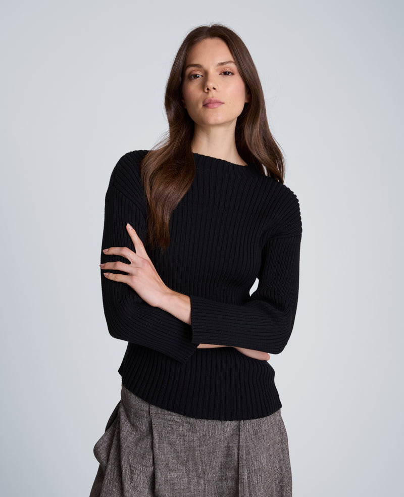 Kenneth Cole - Long Sleeve Asymmetrical Rib Mock Neck Sweater WOMENS SWEATER for Women
