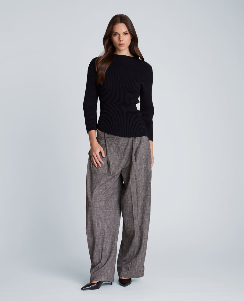 Kenneth Cole - Long Sleeve Asymmetrical Rib Mock Neck Sweater WOMENS SWEATER for Women