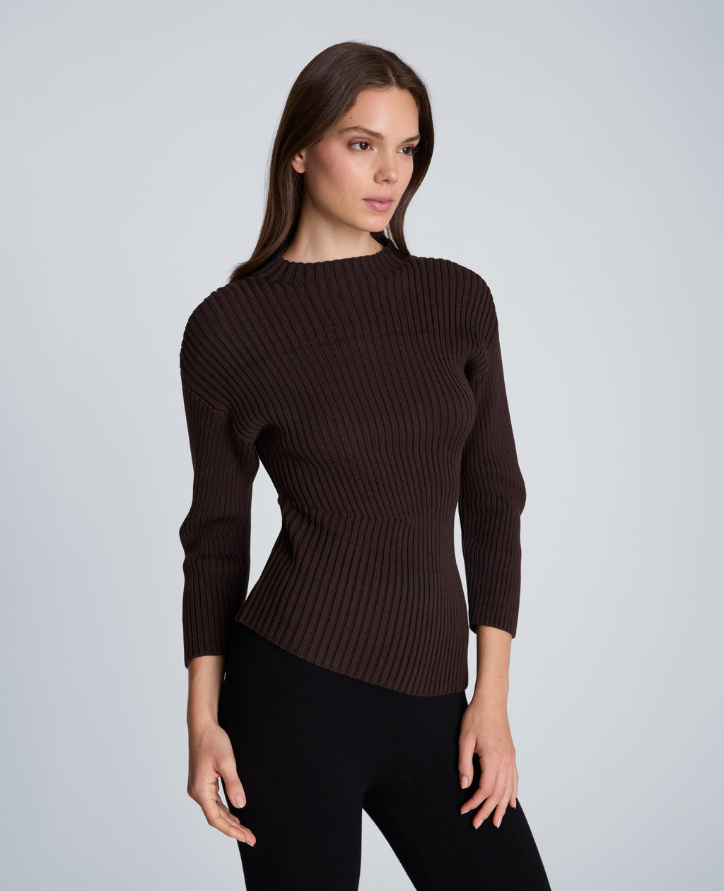 Kenneth Cole - Long Sleeve Asymmetrical Rib Mock Neck Sweater WOMENS SWEATER for Women 