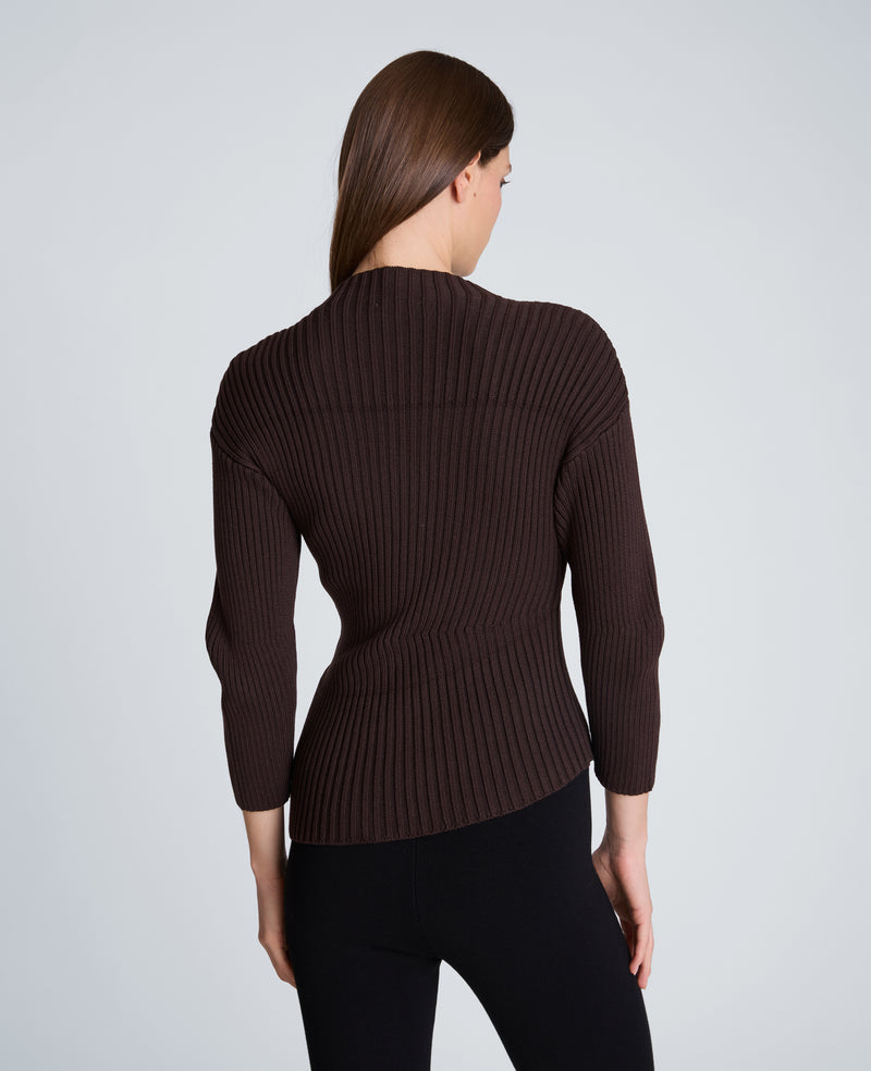 Kenneth Cole - Long Sleeve Asymmetrical Rib Mock Neck Sweater WOMENS SWEATER for Women