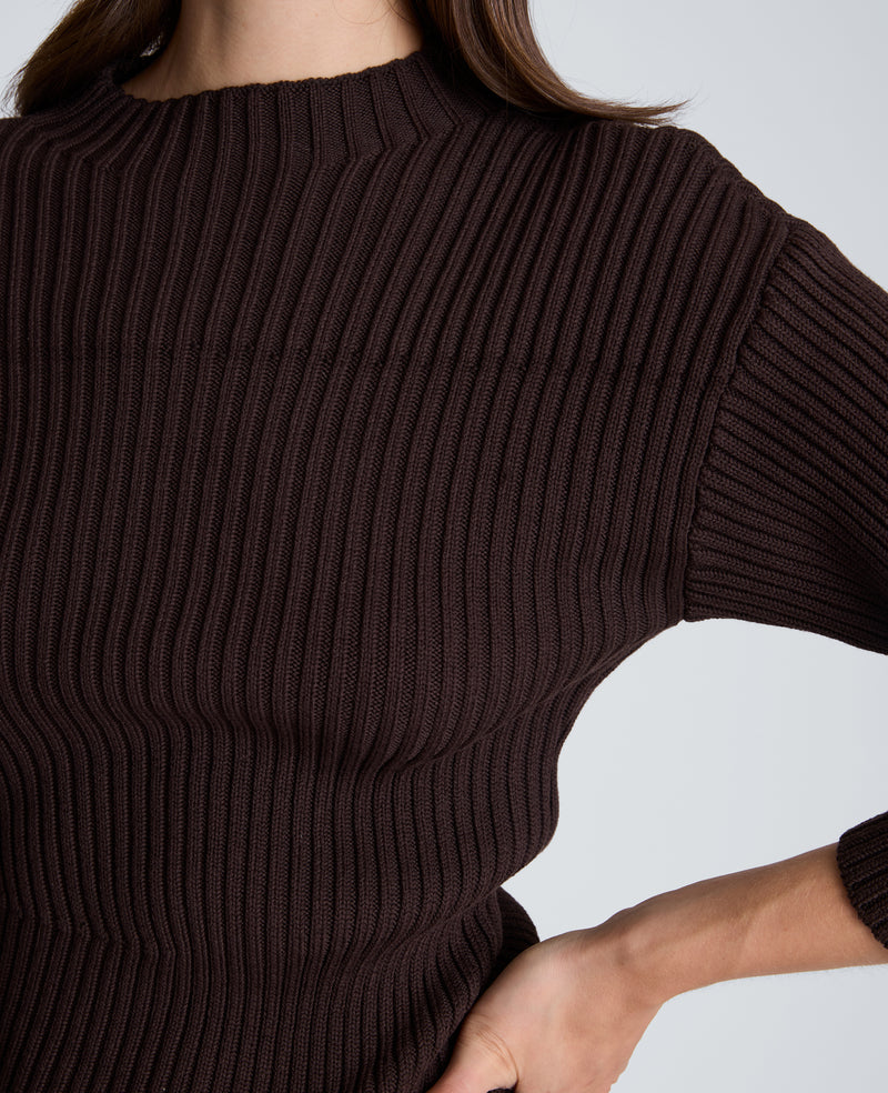 Kenneth Cole - Long Sleeve Asymmetrical Rib Mock Neck Sweater WOMENS SWEATER for Women