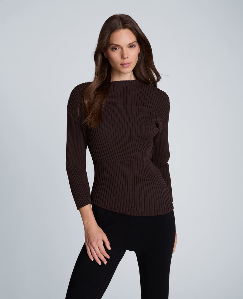 Kenneth Cole - Long Sleeve Asymmetrical Rib Mock Neck Sweater WOMENS SWEATER for Women