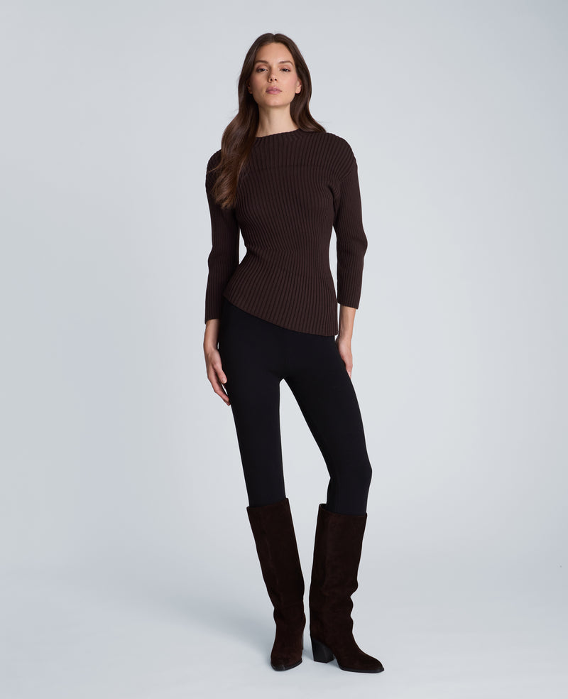 Kenneth Cole - Long Sleeve Asymmetrical Rib Mock Neck Sweater WOMENS SWEATER for Women