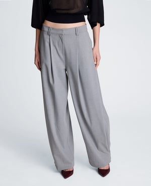 Fly Front Wide Leg Accordion Side Pleat Pant