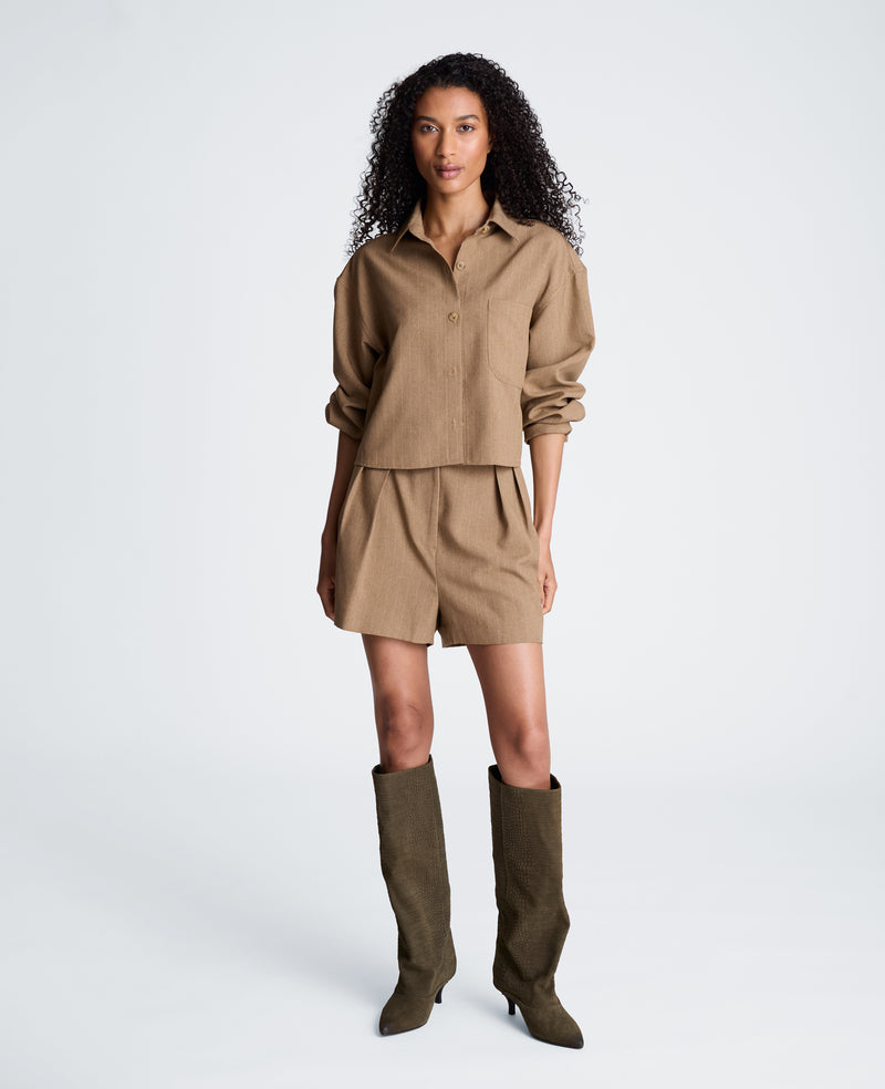 Kenneth Cole - High Rise Fly Front Pleated Short WOMENS SHORTS for Women
