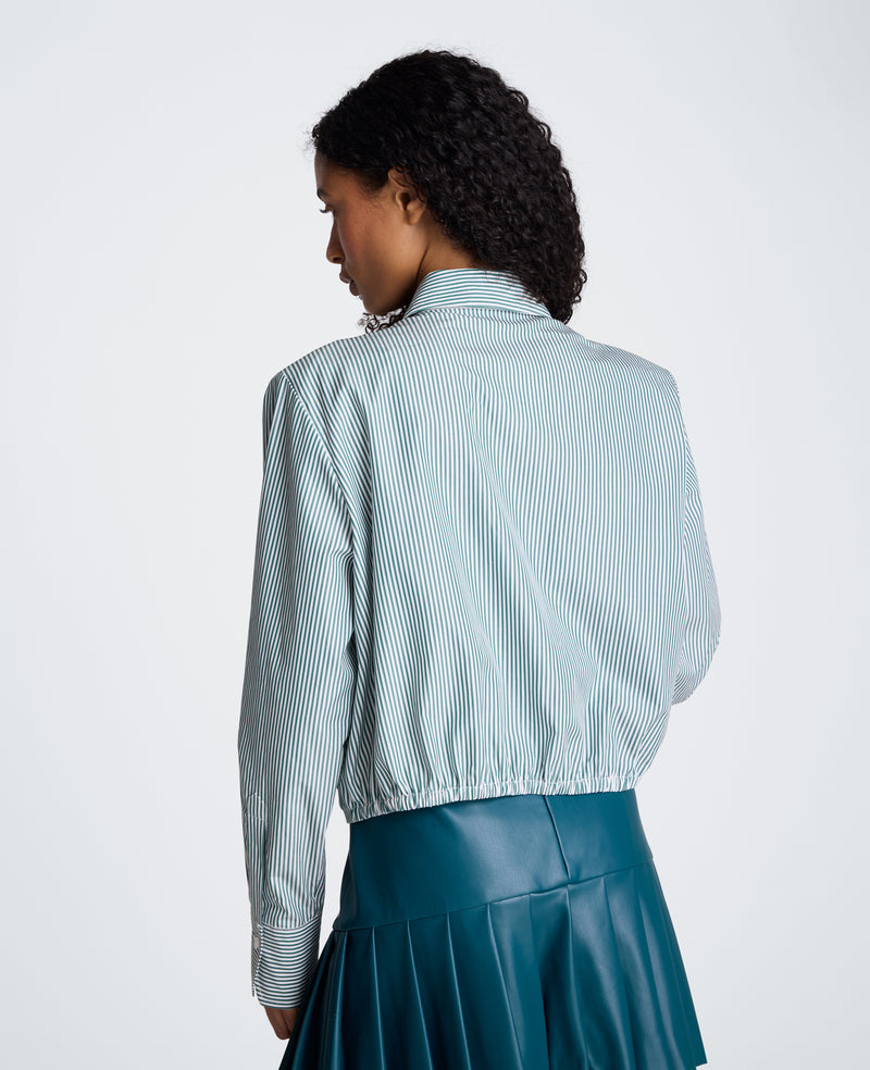 Kenneth Cole - Cropped Button Down Shirt with Shoulder Pads WOMENS SHIRTS for Women
