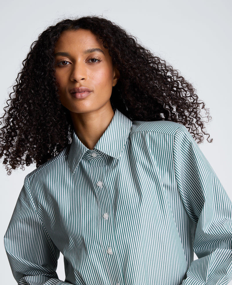 Kenneth Cole - Cropped Button Down Shirt with Shoulder Pads WOMENS SHIRTS for Women