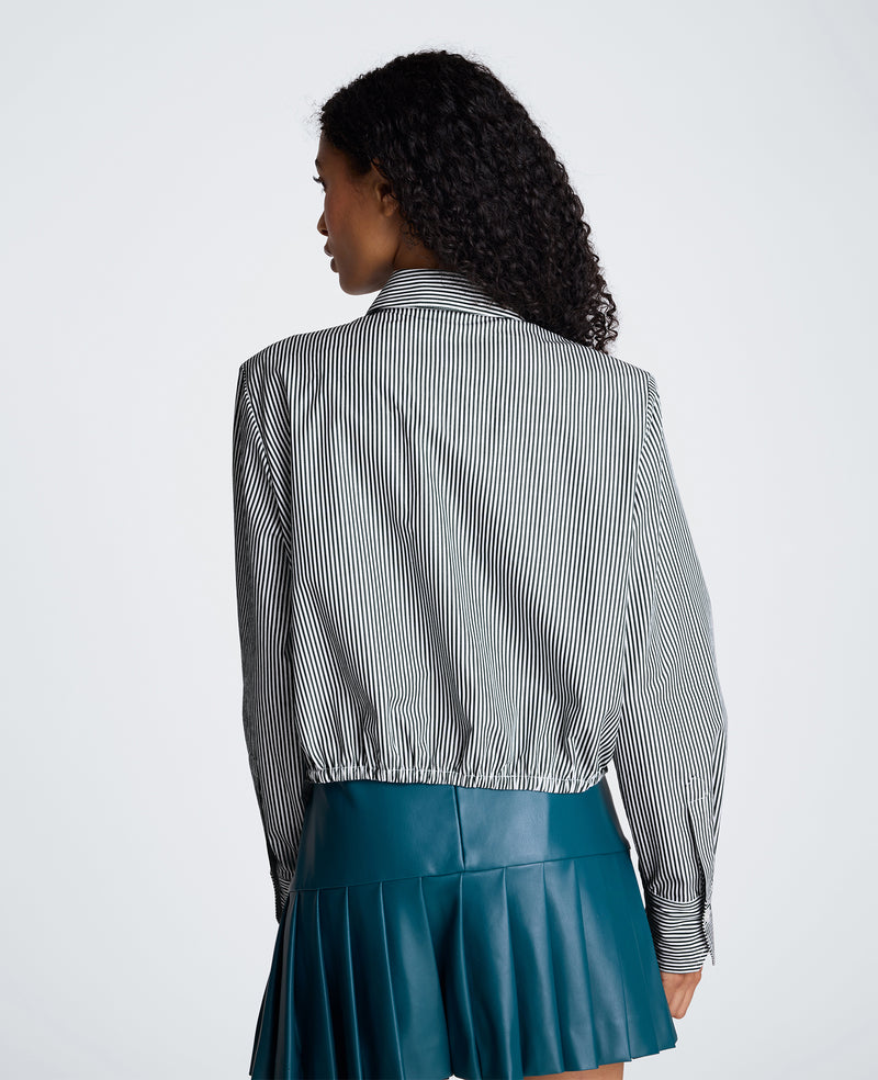 Kenneth Cole - Cropped Button Down Shirt with Shoulder Pads WOMENS SHIRTS for Women