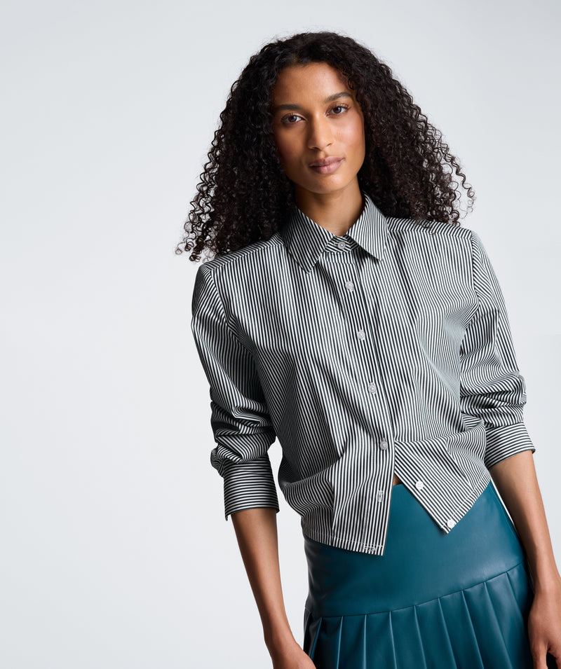 Kenneth Cole - Cropped Button Down Shirt with Shoulder Pads WOMENS SHIRTS for Women