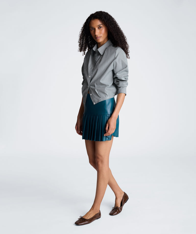 Kenneth Cole - Cropped Button Down Shirt with Shoulder Pads WOMENS SHIRTS for Women