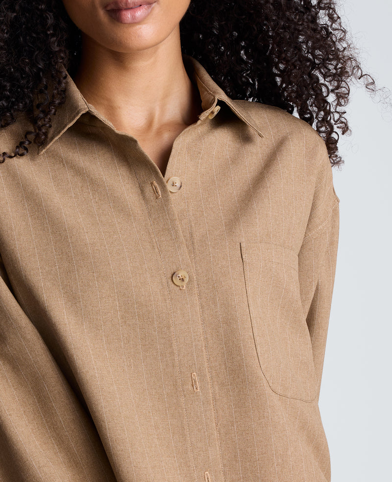 Kenneth Cole - Cropped Oversized Button Front Shirt WOMENS SHIRTS for Women