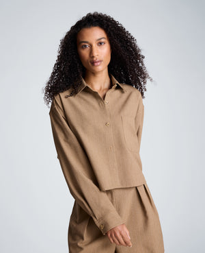 Cropped Oversized Button Front Shirt
