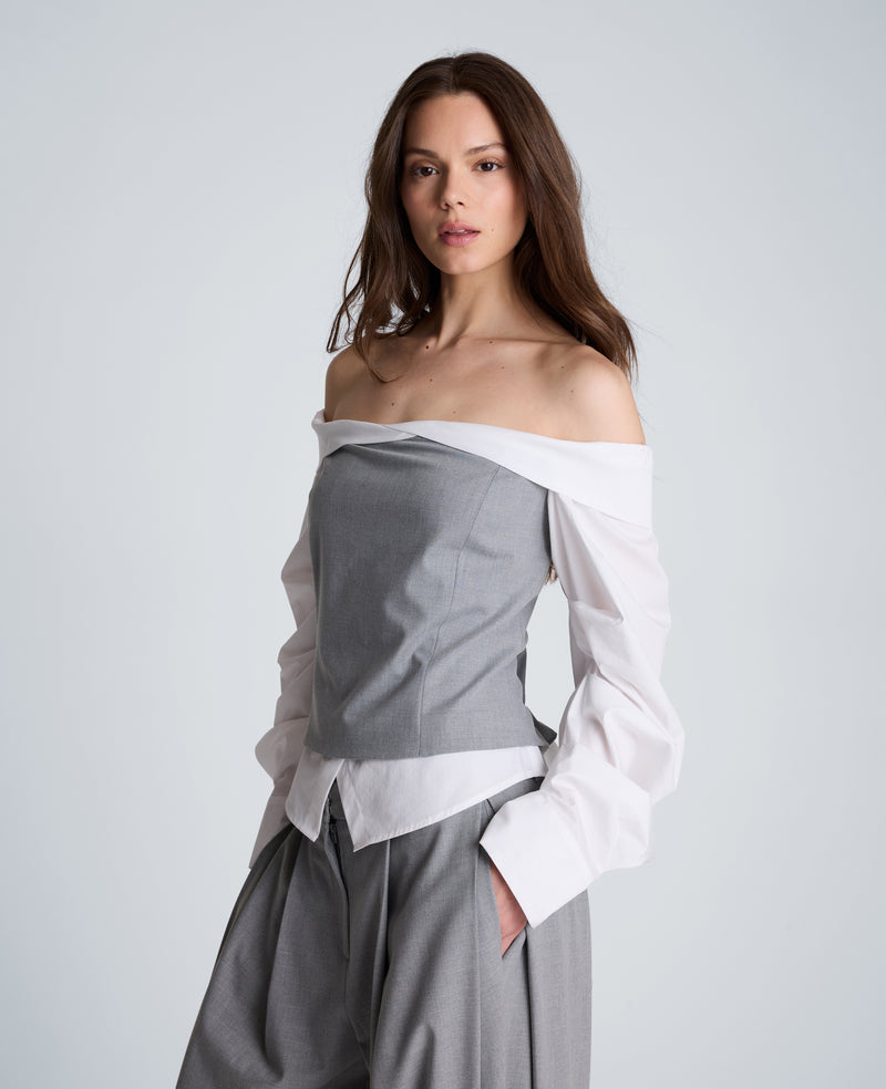 Kenneth Cole - Off-Shoulder Pleated Sleeve Bustier Top WOMENS TOPS for Women