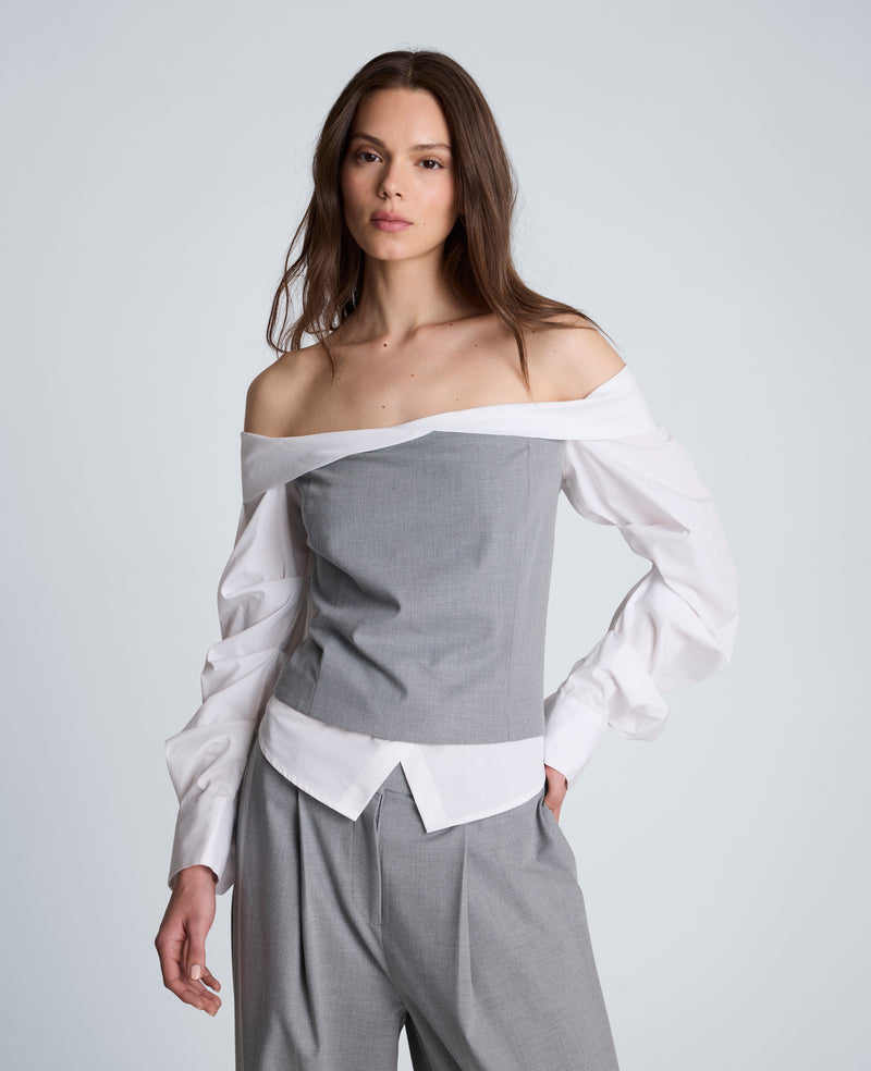Kenneth Cole - Off-Shoulder Pleated Sleeve Bustier Top WOMENS TOPS for Women
