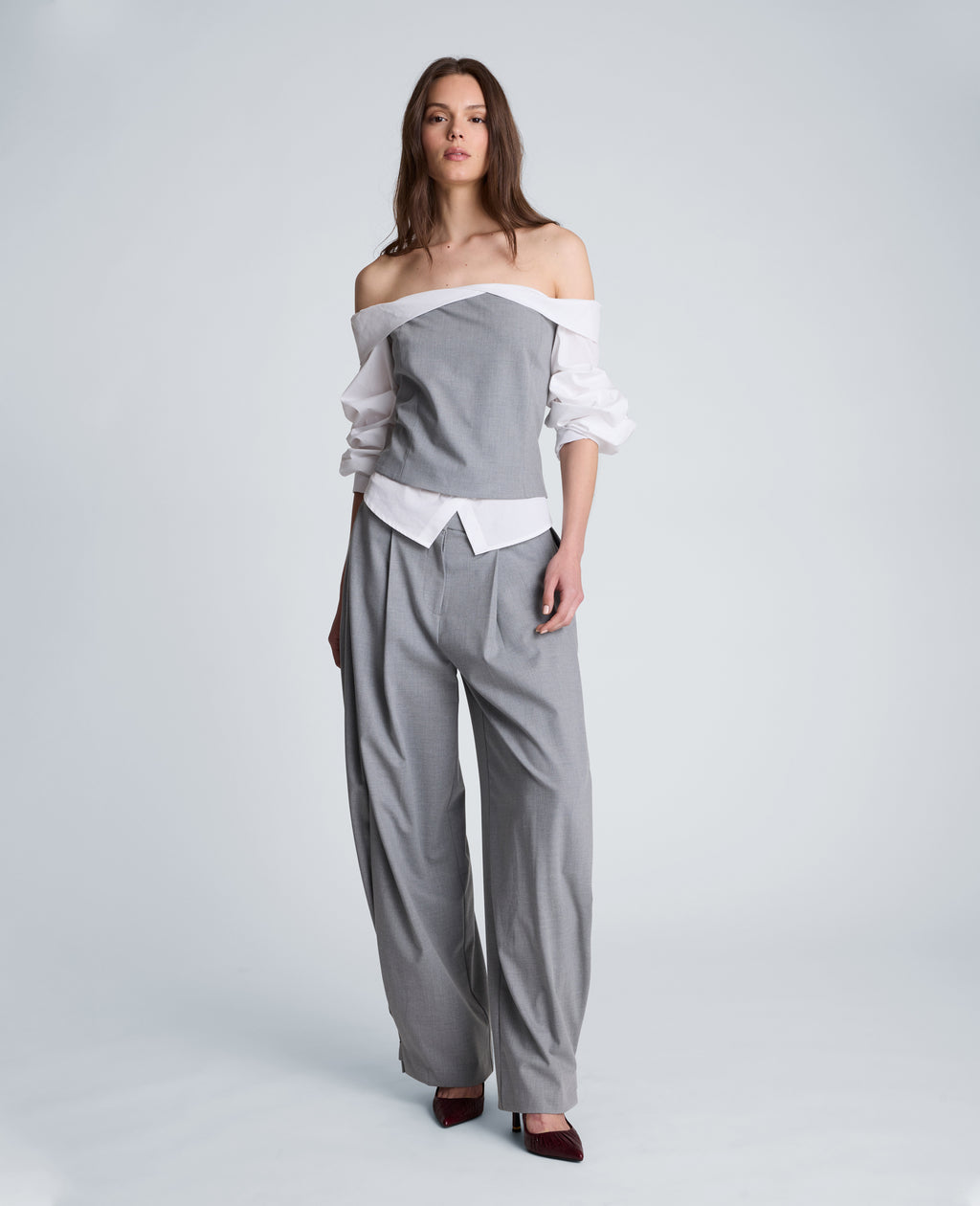 Kenneth Cole - Off-Shoulder Pleated Sleeve Bustier Top WOMENS TOPS for Women 