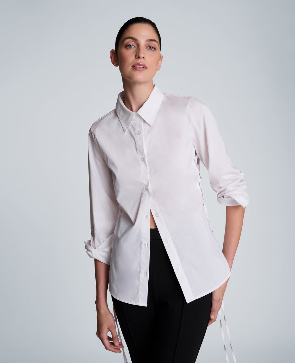 Kenneth Cole - Fitted Button Front Shirt with Tie Up Sides WOMENS SHIRTS for Women 